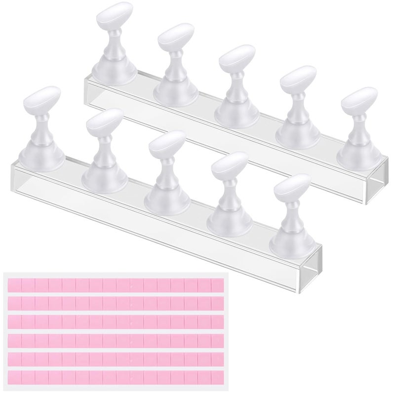 Etercycle Nail Stand Press On Nail Stand Nail Holder for Painting Nails Magnetic Nail Tips Practice Stands with 80Pcs Reusable Putty (White) - Image 1